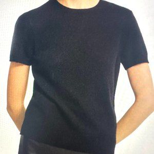 THEORY BLACK CASHMERE SHORT SLEEVE SWEATER WOMEN SZ L NWT $260